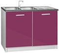 Armoire de Cuisine Bas Contemporaine 120 cm Aubergine Brillant