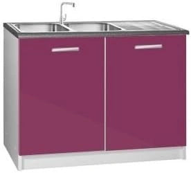 Armoire de Cuisine Bas Contemporaine 120 cm Aubergine Brillant