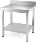 Table de Travail en Acier Inoxydable avec Étagère, 600 x 600 mm, Capacité 150 kg