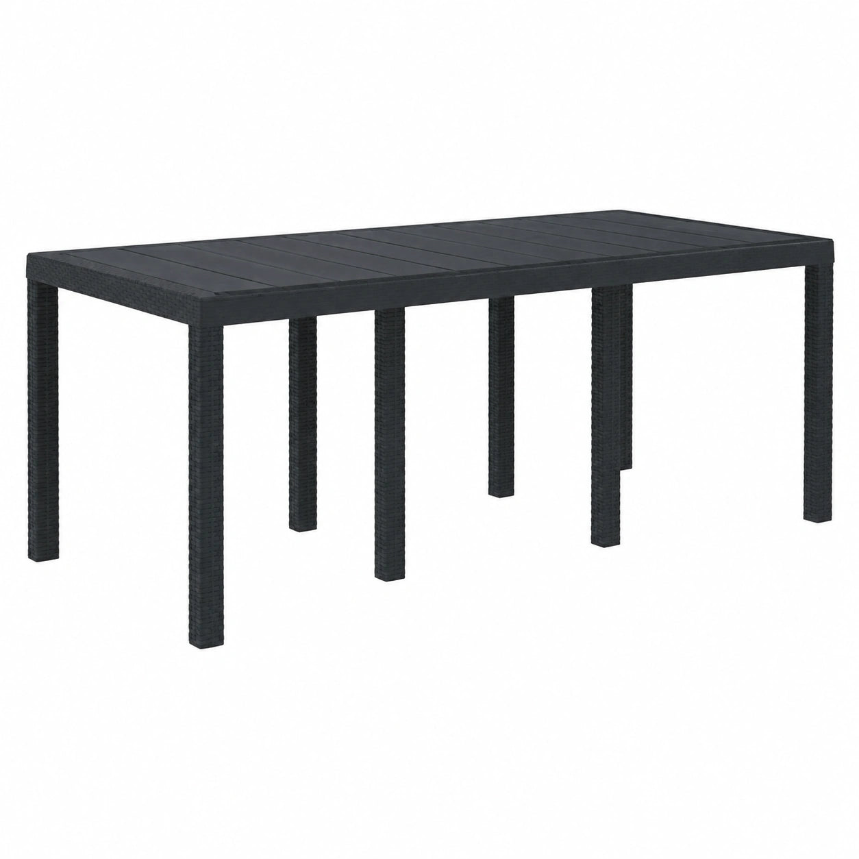 Table de repas extérieure rectangulaire en poly rotin 200 x 100 x 73 cm