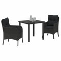 Ensemble de Repas d'Extérieur en Polyrotin Noir 3 Pièces