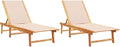 Lot de 2 transats en bois d'acacia et textilène couleur crème