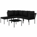 Ensemble de Jardin 3 Pièces avec Coussins Noir