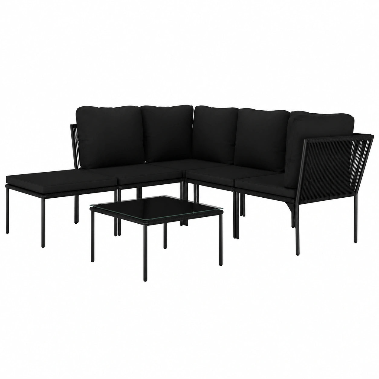 Ensemble de Jardin 3 Pièces avec Coussins Noir