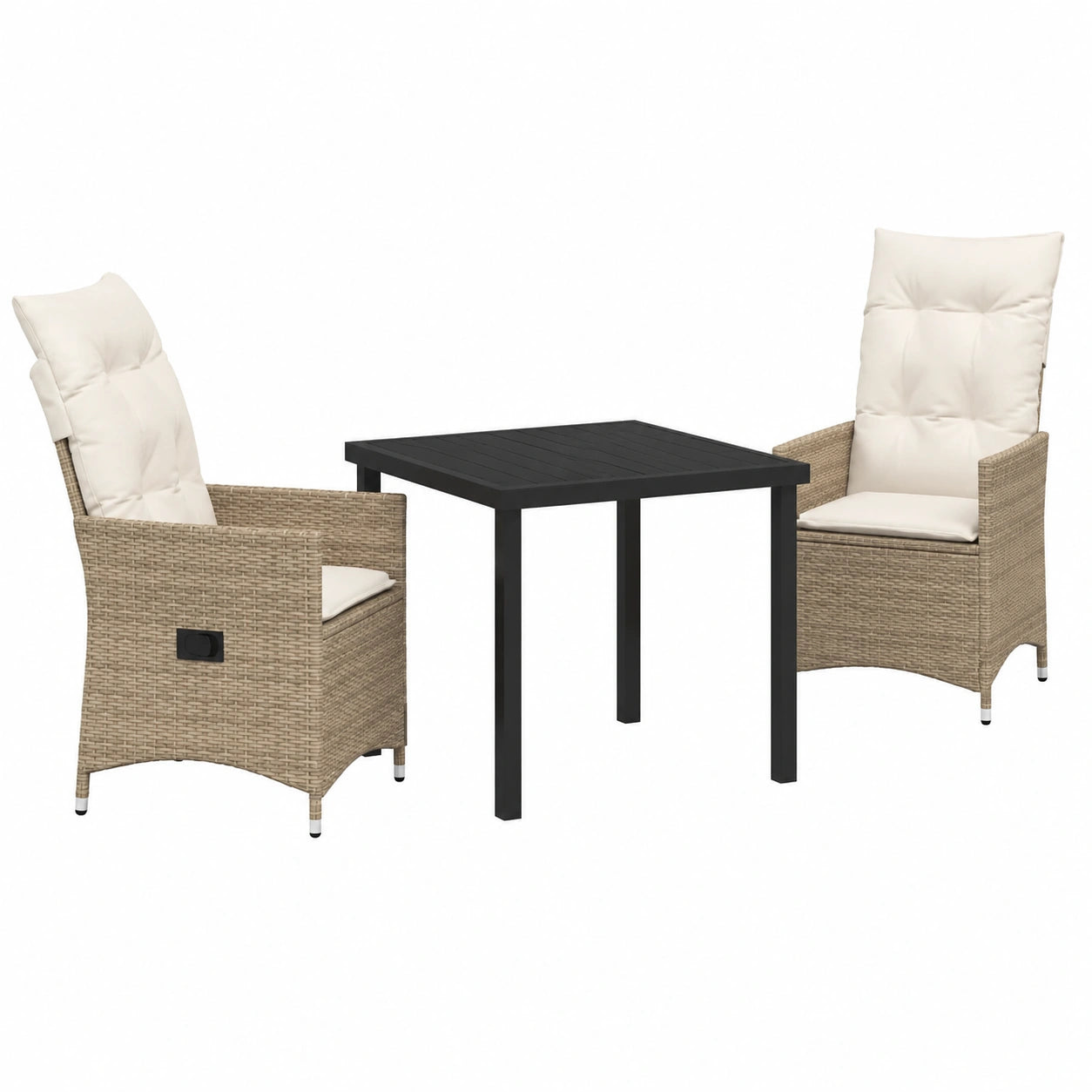 Ensemble de Salle à Manger Extérieur 3 Pièces en Polyrotin Beige
