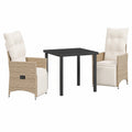 Ensemble de Salle à Manger Extérieur en Rotin Beige 3 Pièces