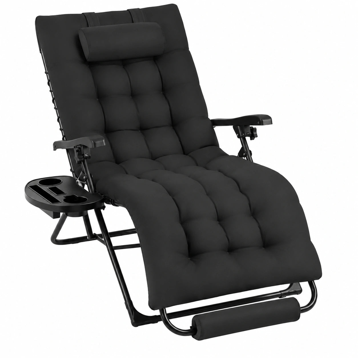 Chaise longue pliante extérieure avec appuie-tête et repose-pieds