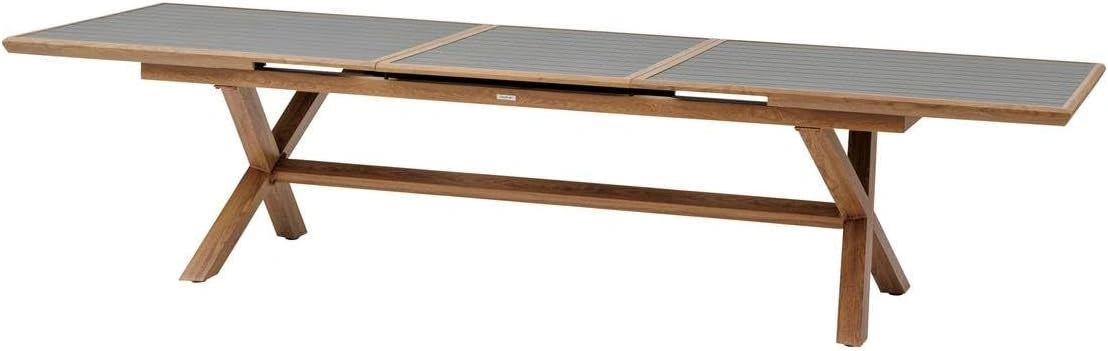 Table de Jardin Extensible 12 Places en Aluminium Antirouille - Finition Graphite et Miel