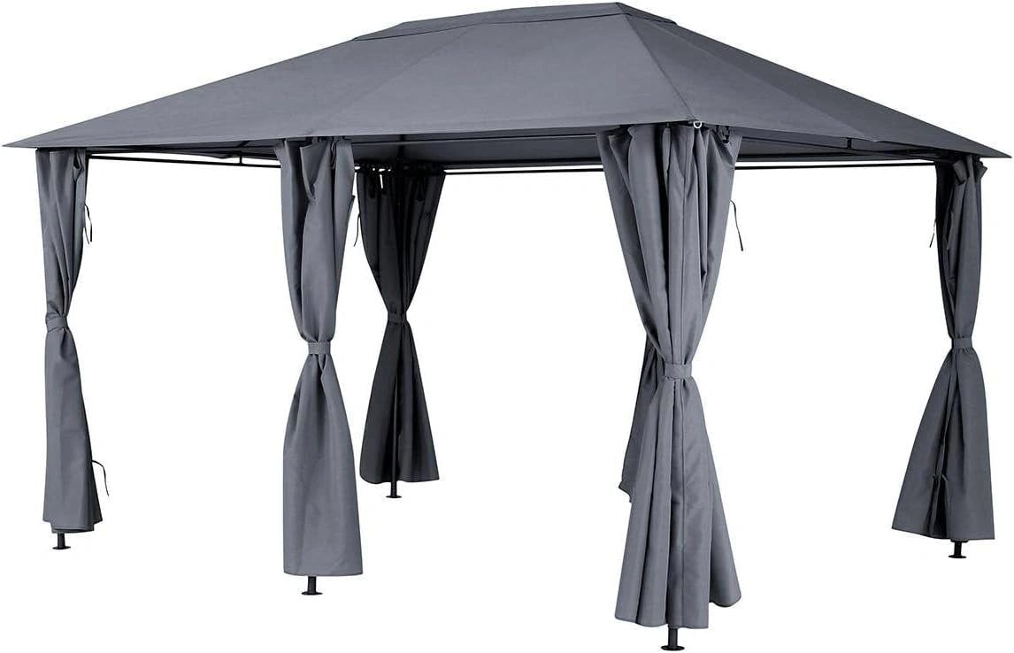 Hespéride - Bâche de Remplacement pour Pergola Santorini - Couleur Ardoise - 3,88 x 2,94 m - Tissu Polyester, Résistant à l'Eau et UV - Pour Pavillon Extérieur