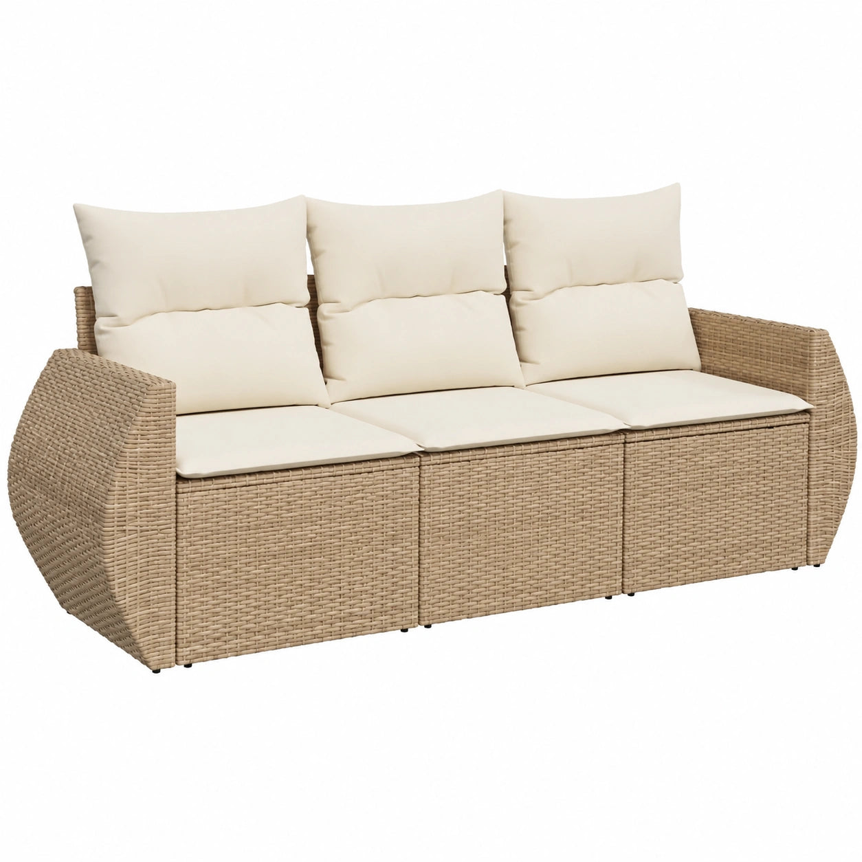Ensemble de Salon de Jardin en Résine Tressée Beige pour Terrasse