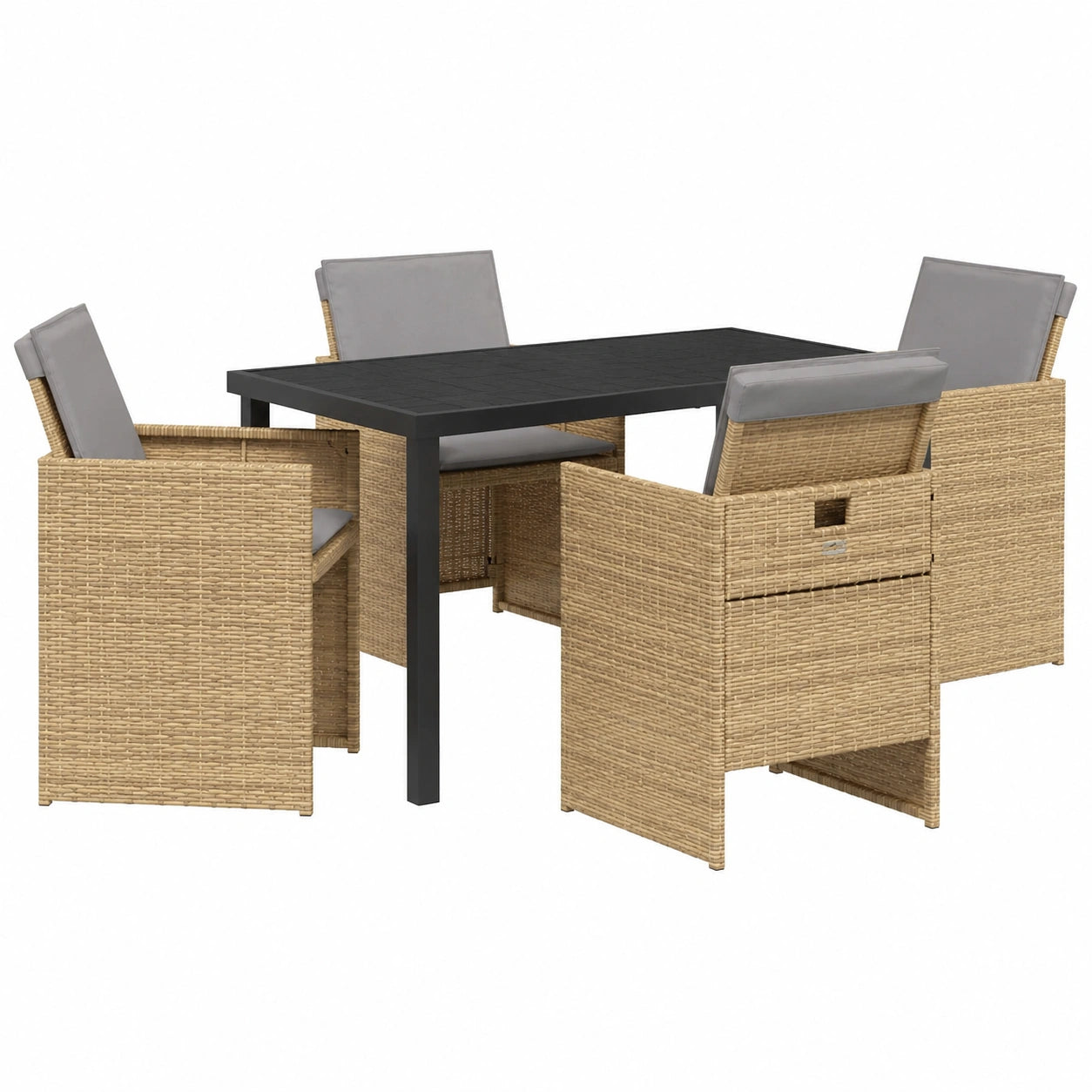 Ensemble de Salle à Manger Extérieur 5 Pièces Beige en Polyrotin