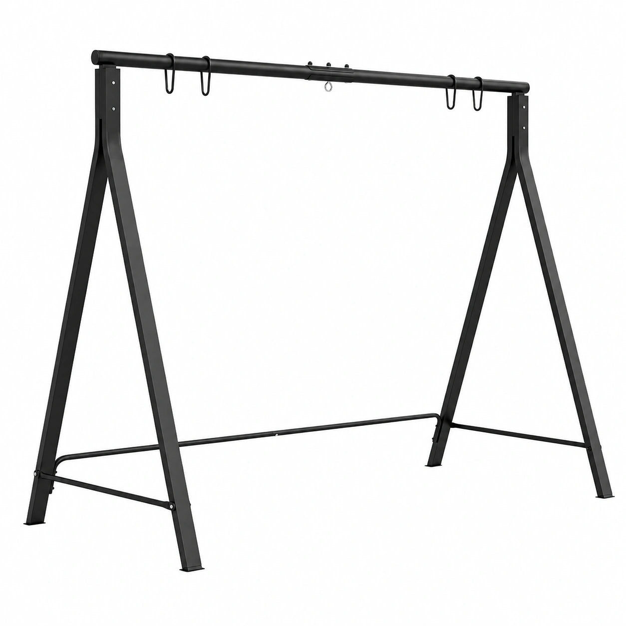 Structure de balançoire en métal avec anneaux de suspension, support stable pour jardin et balcon
