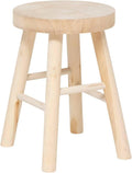 Tabouret d'Appoint en Bois de Paulownia Beige pour Salon et Chambre - Diamètre 28 x Hauteur 41 cm