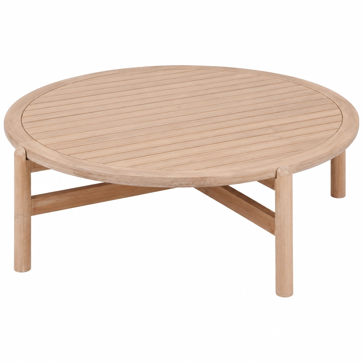 Table Basse Ronde de Jardin Beige en Acacia 120x38 cm