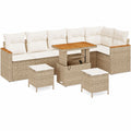 Ensemble de Salon de Jardin en Rotin Beige avec Coussins
