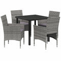 Ensemble de Mobilier d'Extérieur en Rotin Gris 5 Pièces