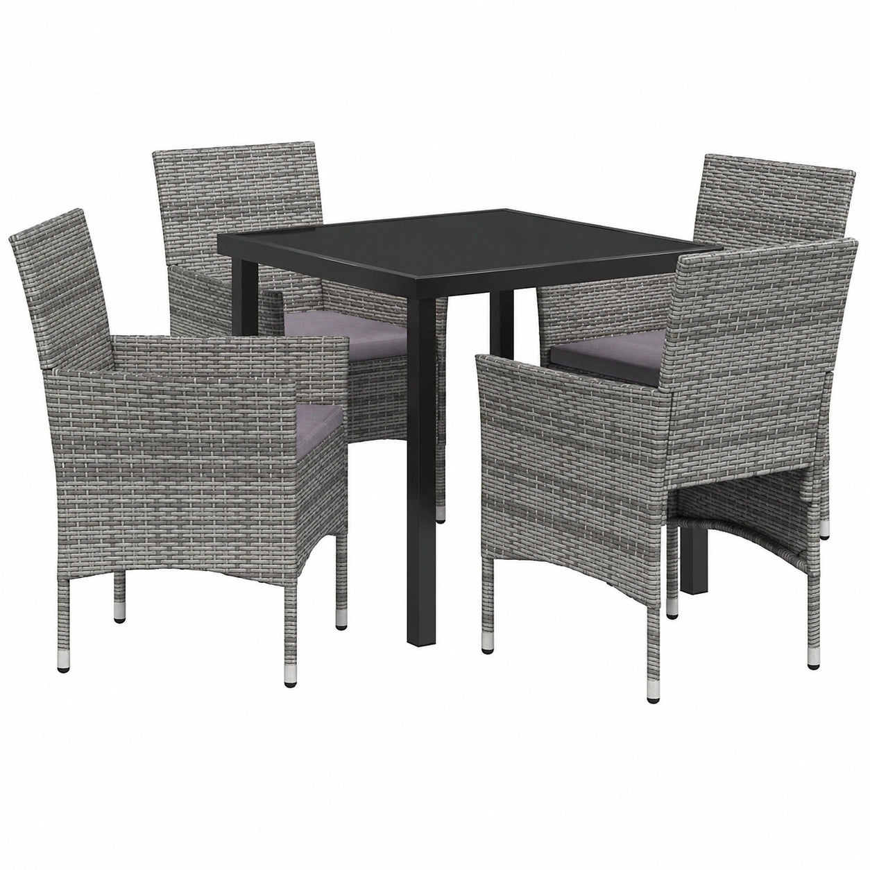 Ensemble de Mobilier d'Extérieur en Rotin Gris 5 Pièces