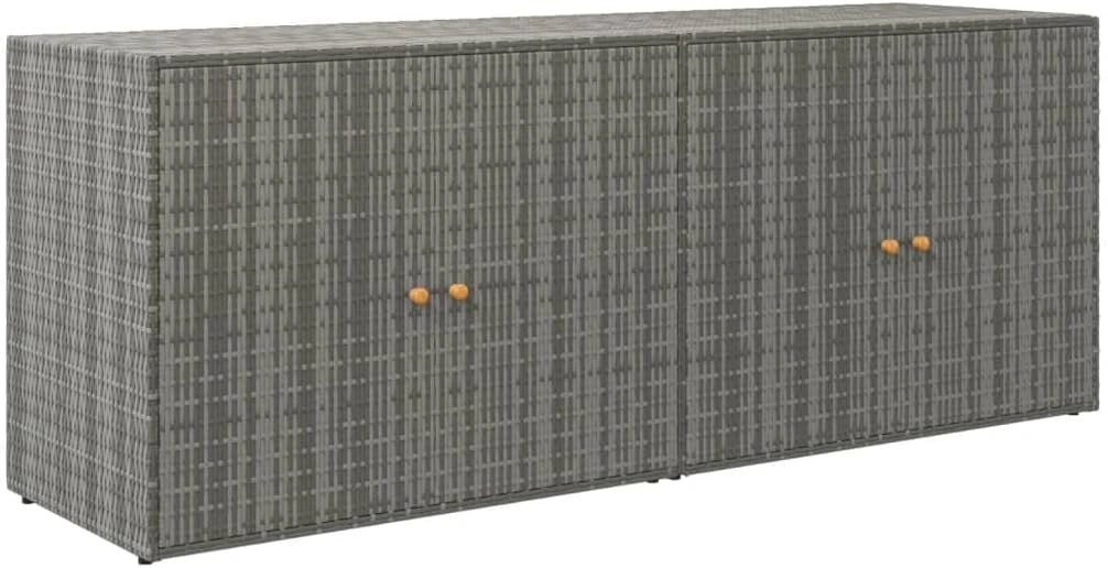 Meuble de Rangement Extérieur en Résine Tressée pour Jardin - Gris, 198x55,5x80 cm
