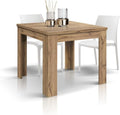Table à Rallonge Brigitte en Chêne Rustique, Bois Mélaminé, Pour Cuisine, Fabriqué en Italie, 90x90 cm