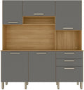 Armoire de Cuisine Chêne et Gris avec 6 Portes et 2 Tiroirs, 180x198x39 cm