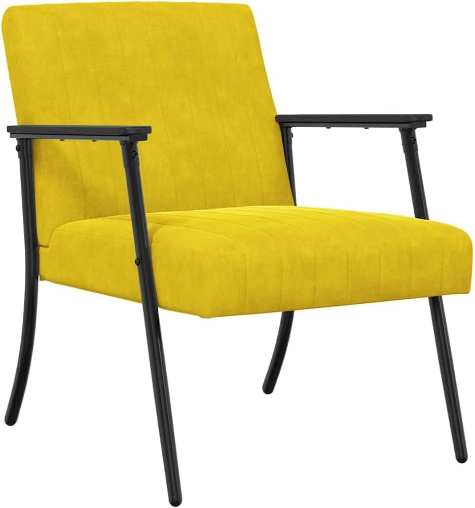 Fauteuil en Velours Jaune Ergonomique 59x75x78 cm pour Salon ou Chambre