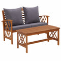 Ensemble de Mobilier de Jardin en Bois d'Acacia avec Coussins