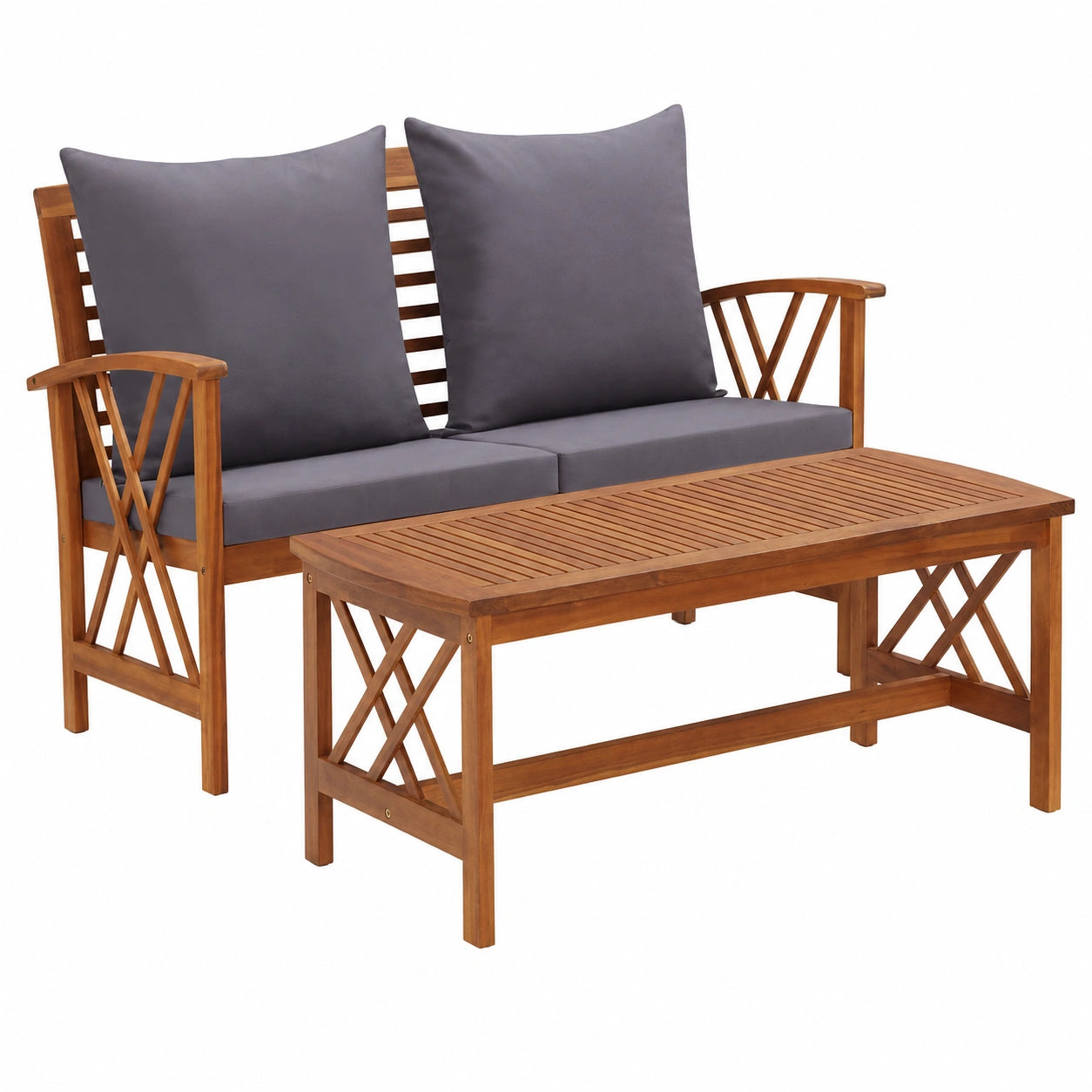 Ensemble de Mobilier de Jardin en Bois d'Acacia avec Coussins