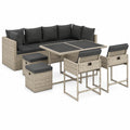 Ensemble Mobilier de Jardin 4 Pièces avec Coussins en Résine Tressée Noire