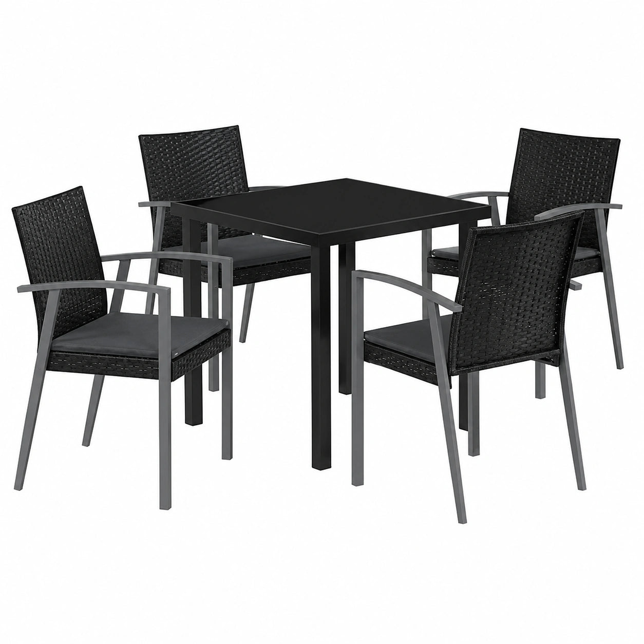 Ensemble de Repas Extérieur en Rotin Moderne Résistant aux Intempéries