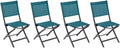 Ensemble de 4 Chaises de Jardin Pliantes Bleu Canard - Aluminium Résistant - 45x57x90 cm