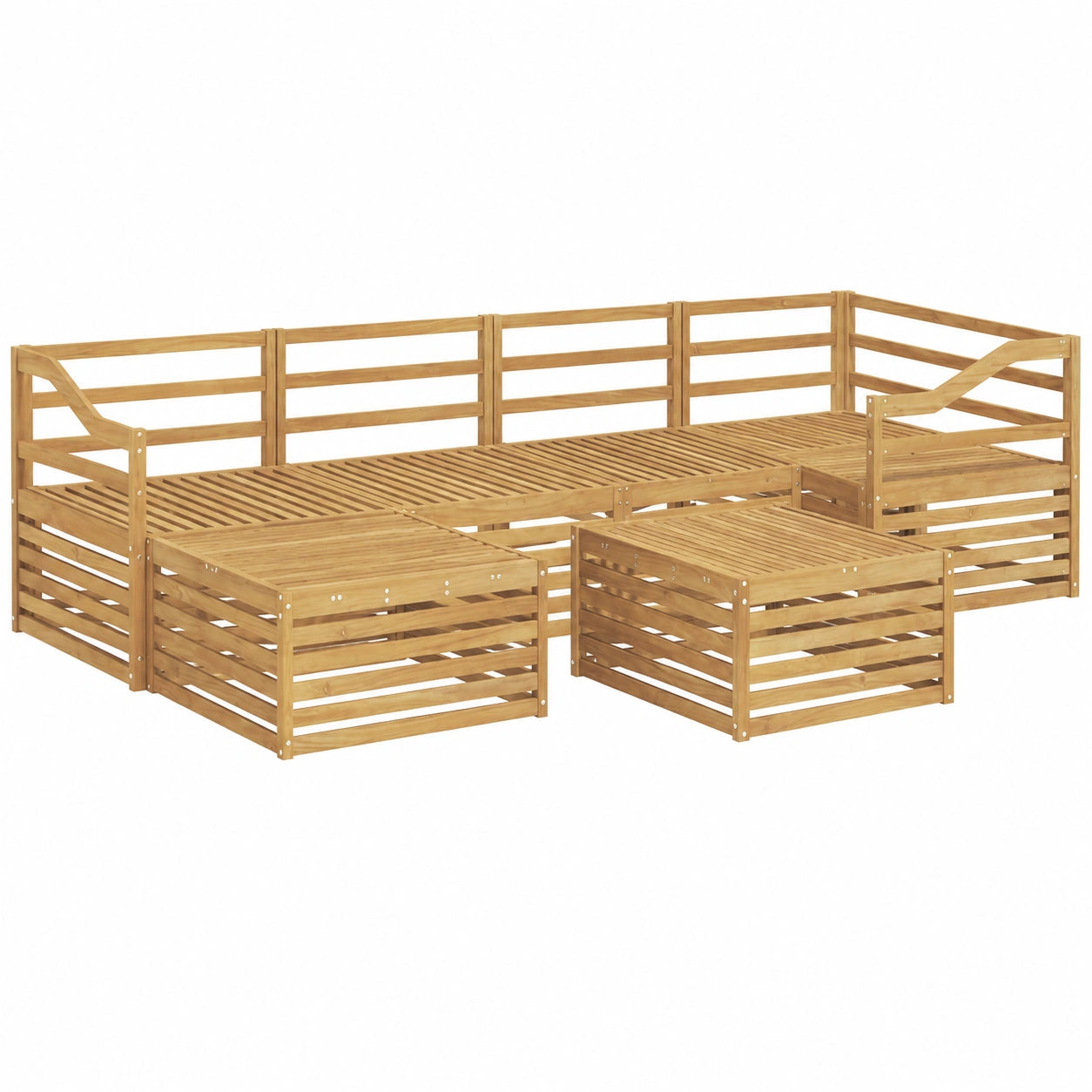 Ensemble de Salon de Jardin Modulable 7 Pièces, Blanc, Résistant aux Intempéries