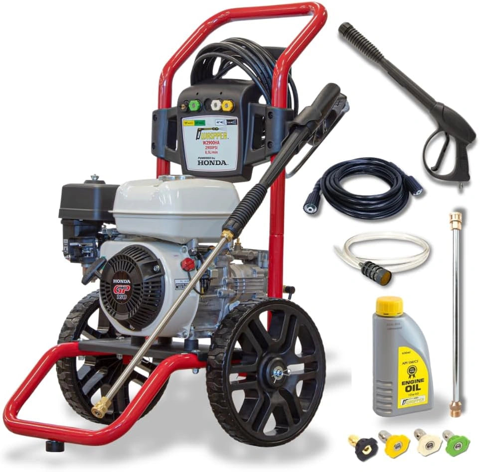 Laveuse à Haute Pression à Essence avec Moteur Honda GP160, 2900 PSI, 163cc, Portative, Rouge