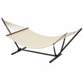 Hamac de Jardin avec Support et Oreiller, Portable pour Extérieur et Plage, Crème