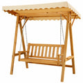 Balancelle de jardin en bois avec toit beige