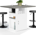 Îlot de Cuisine UGO 110 cm avec Plateau Effet Béton et Rangements Blancs