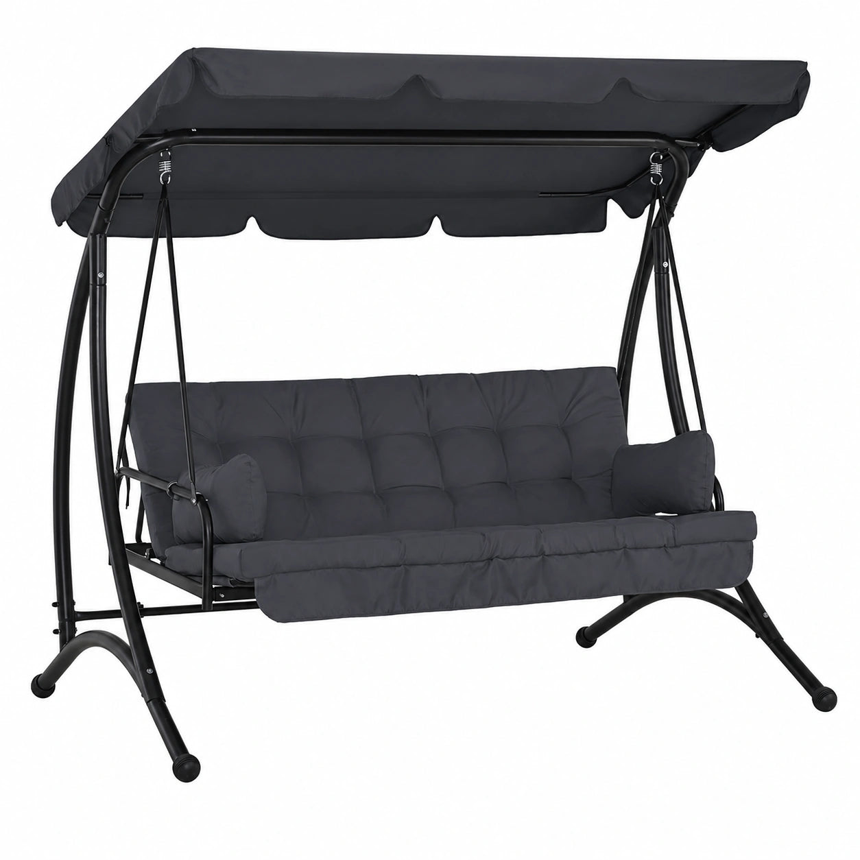 Balancelle de Jardin 3 Places avec Fonction Lit et Toit Solaire