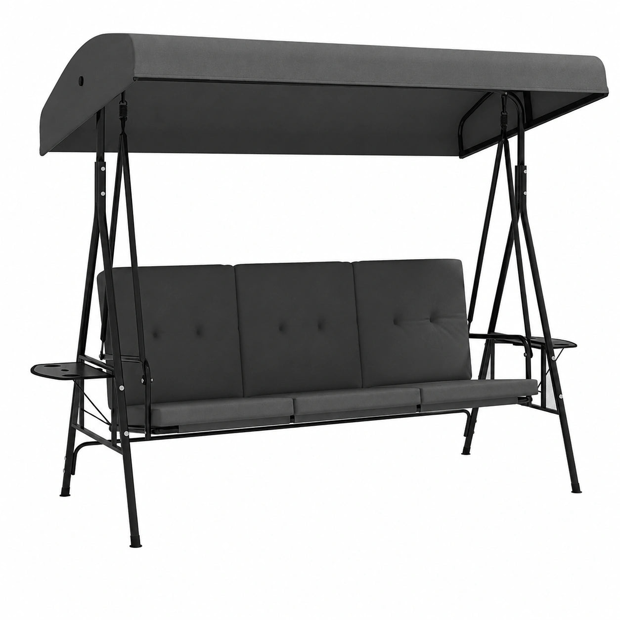 Balancelle de Jardin 3 Places avec Toit Réglable et Tablettes