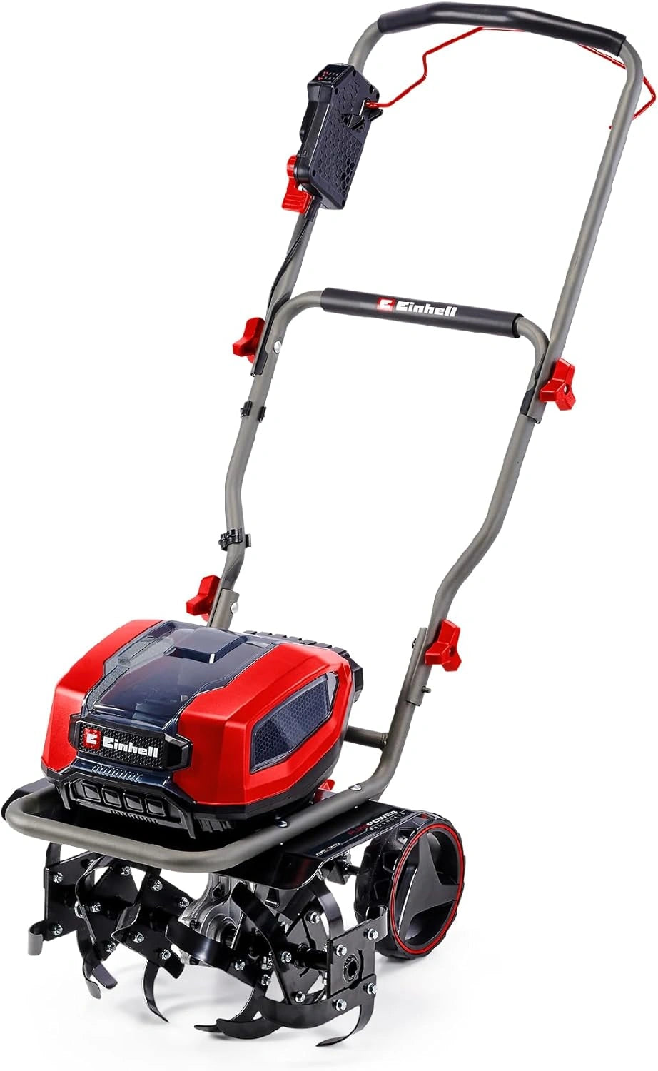 Motobineuse sans Fil 36V Einhell, Largeur 45cm, Profondeur 23cm, Moteur Brushless, Roues Ajustables