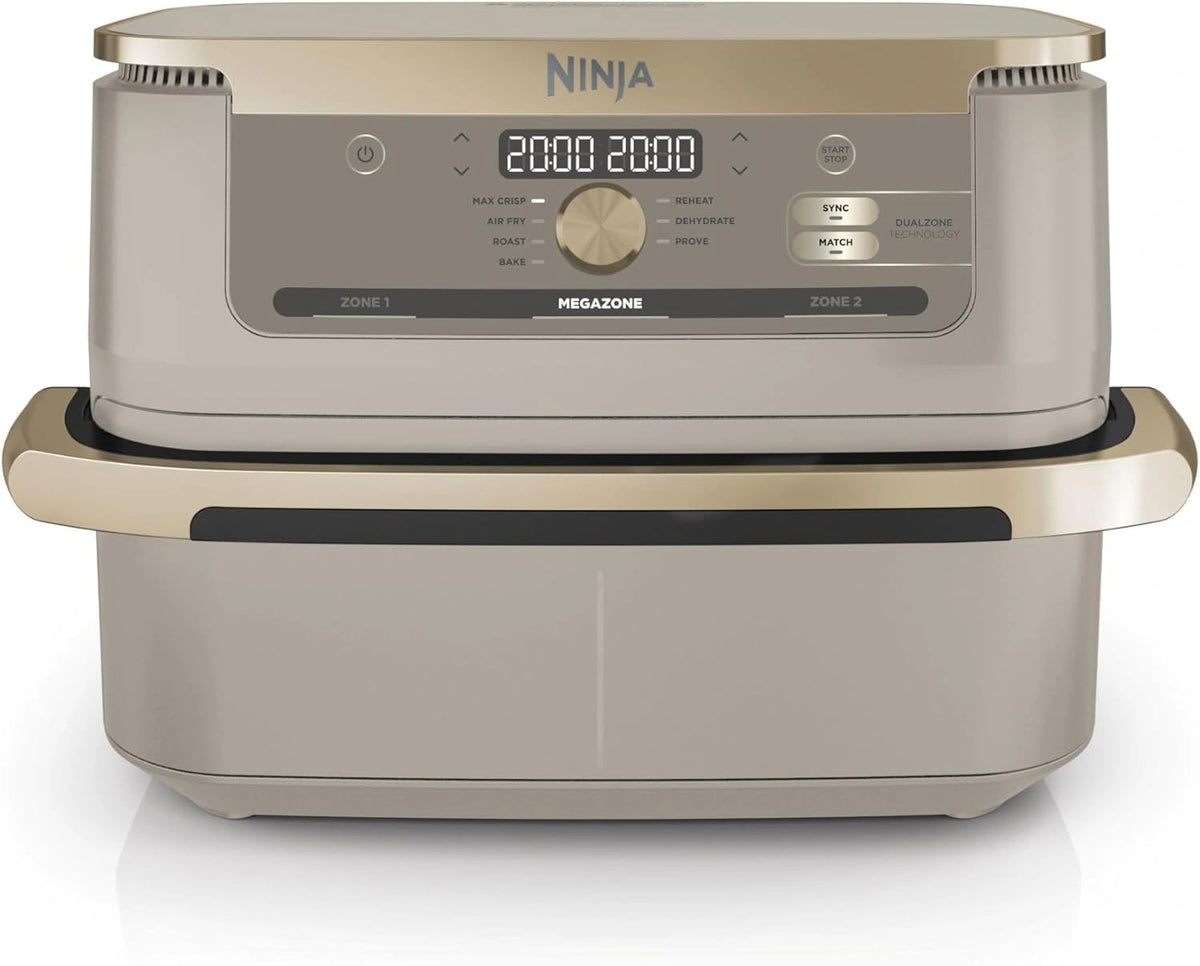 Friteuse à Air Ninja Foodi, FlexDrawer 10.4L, 7 Fonctions en 1, Séparateur Amovible, Compatible Lave-Vaisselle, Pierre/Or