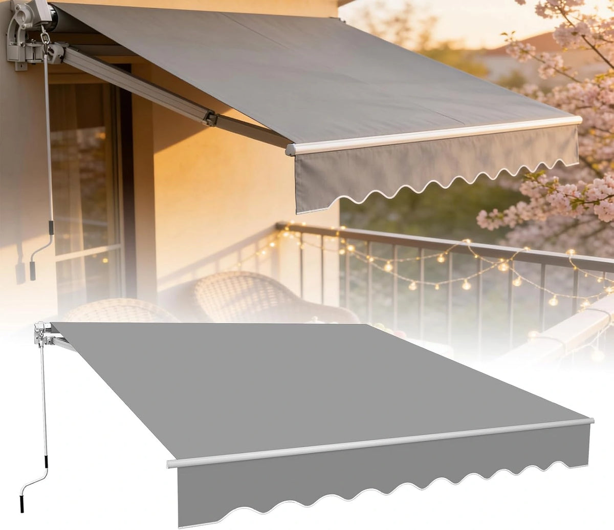 Store Banne de Balcon Réglable Gris Clair 2,5x2m - Protection Solaire et Imperméable
