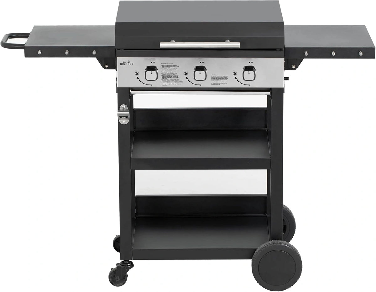 BIGHORN Barbecue à Gaz 3 Brûleurs avec Chariot et Couvercle, 7.2 kW
