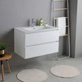 Ensemble Meuble Salle de Bain 80 cm Blanc Effet Bois avec Lavabo Céramique - Bilbao
