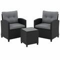 Ensemble de Mobilier de Jardin pour 2 Personnes avec Coussins et Table en Verre
