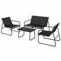 Ensemble de Jardin Extérieur 4 Personnes, Mobilier avec Fauteuils et Table Basse, Métal et Textilène, pour Terrasse ou Balcon