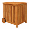 Coffre de Rangement Extérieur en Bois d'Acacia avec Roues