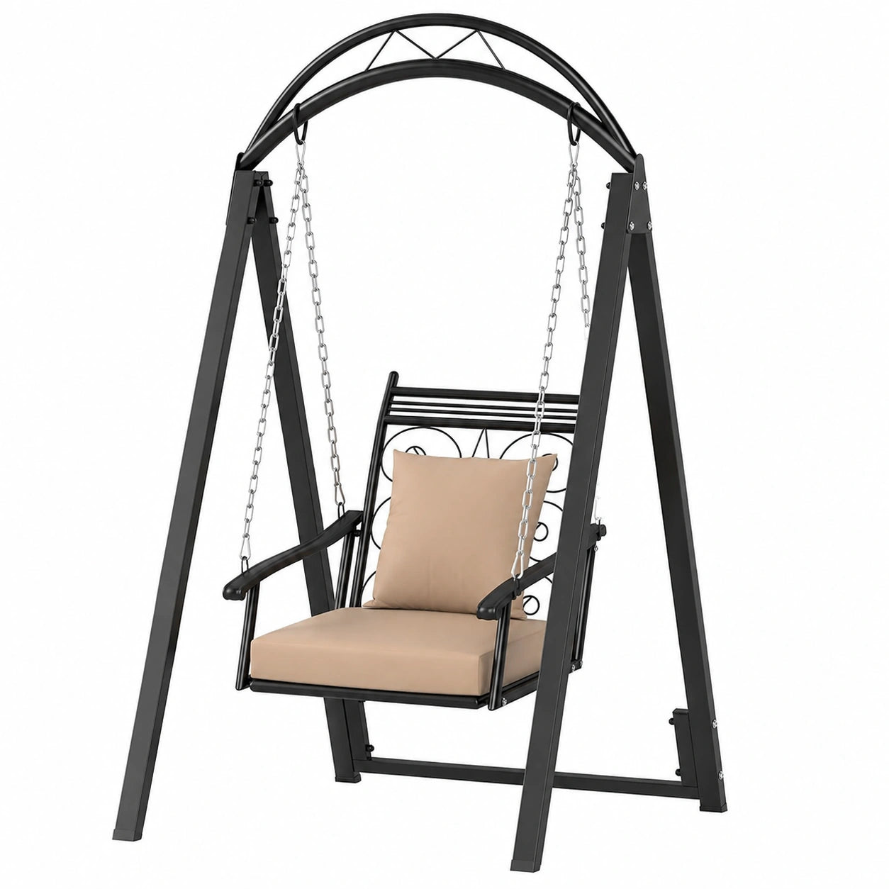 Balancelle de Jardin Extérieure avec Coussins Amovibles et Toit Ajustable