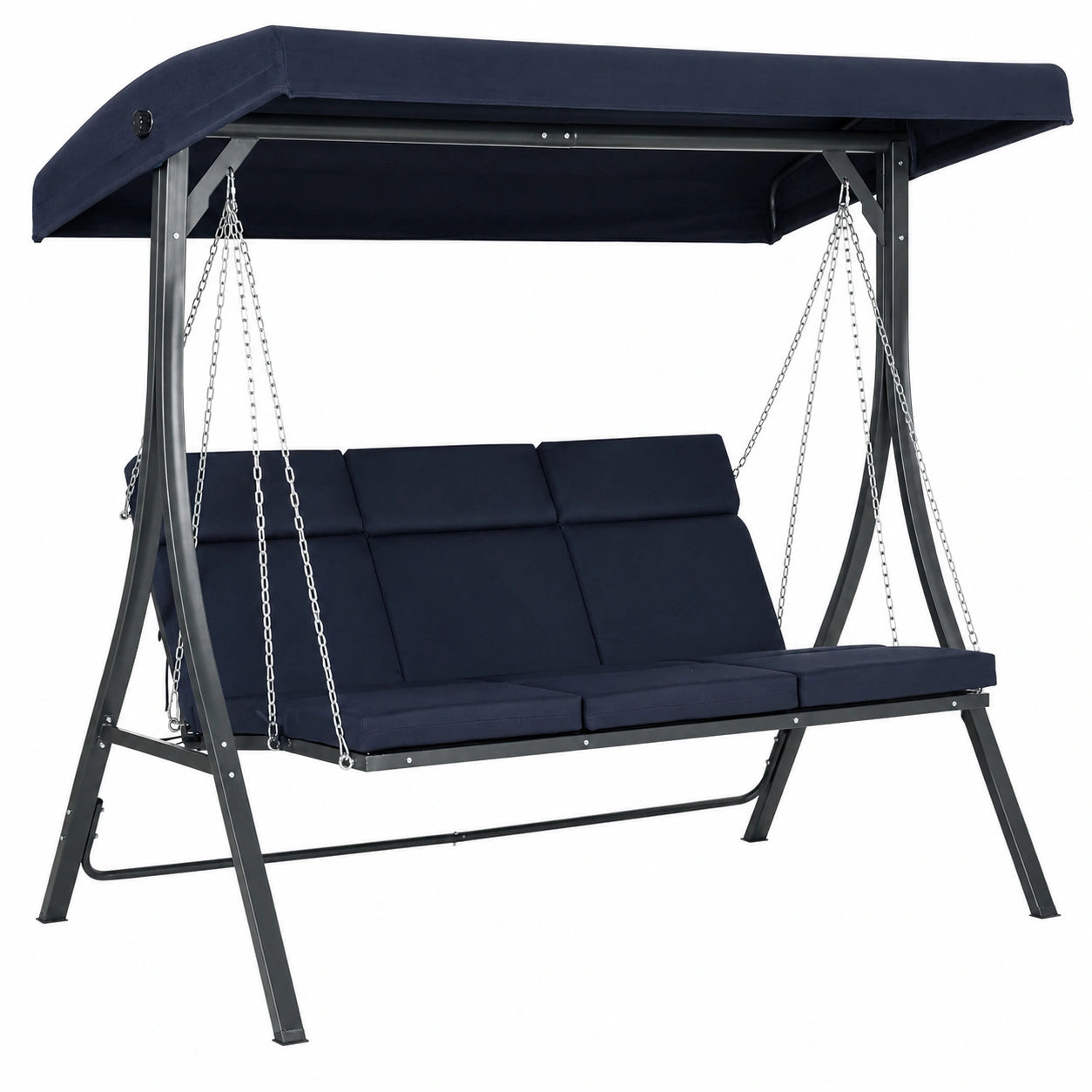 Balançoire de jardin 3 places avec toit réglable et coussin, charge max 270 kg