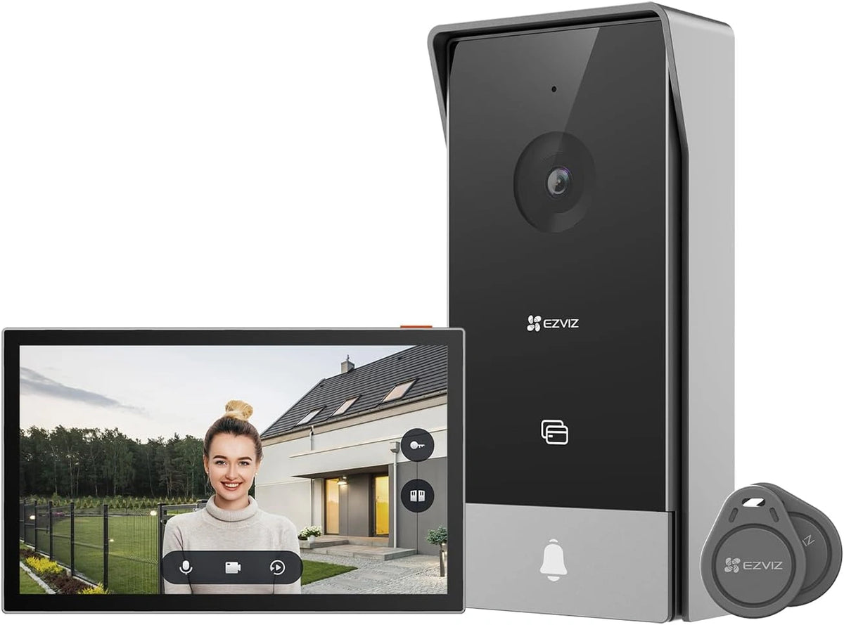 Système d'Interphone Vidéo WiFi EZVIZ HP5 1080P, Écran Tactile Couleur 7", Sonnerie Vidéo à 2 Fils, Déverrouillage à Distance, Audio Bidirectionnel, Vision Nocturne, Design Élégant