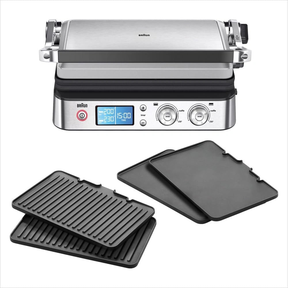Gril Électrique Braun MultiGrill 9, Panini avec Plaques Amovibles, Double Thermostat, 3 Modes de Cuisson, Compatible Lave-Vaisselle, 2000W, Noir/Inox