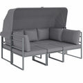 Ensemble mobilier extérieur modulable 4 pièces avec canapé, fauteuils et table en verre